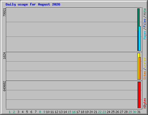 Daily usage for August 2026